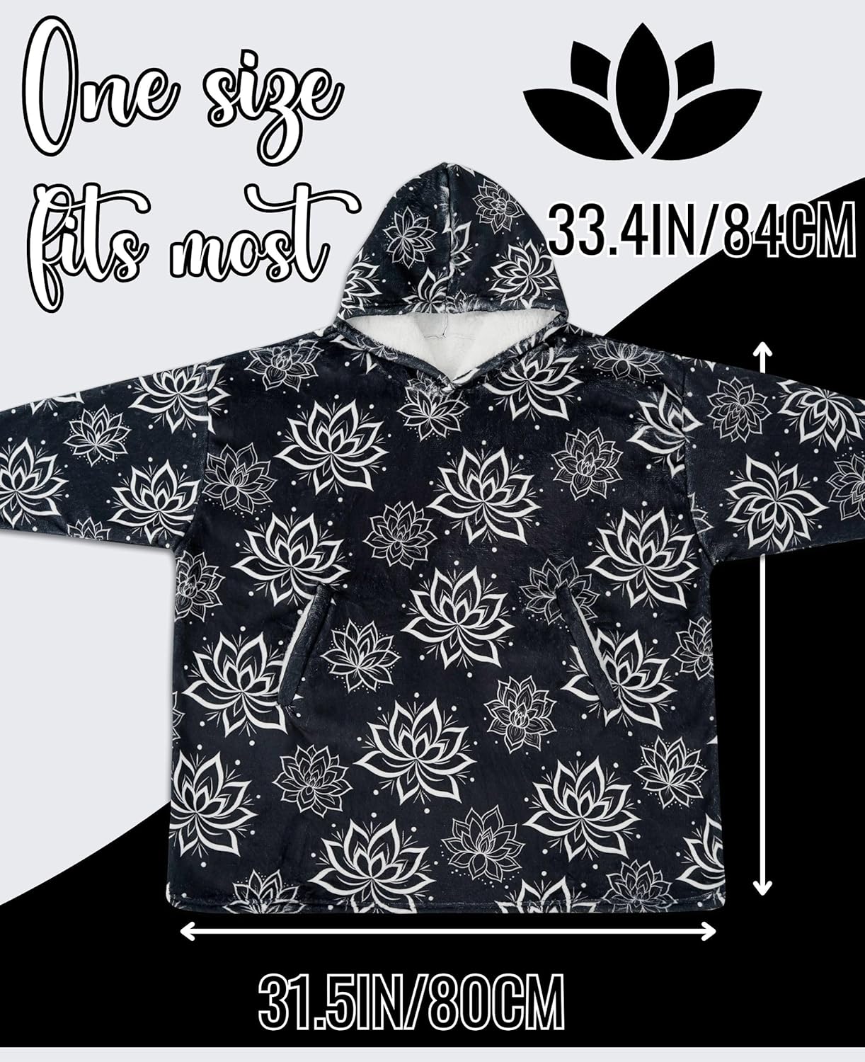 Lotus Gifts for Women Men,Lotus Blanket Hoodie Gifts for Lotus Lovers on Birthday, Christmas, One Size - Full Printed
