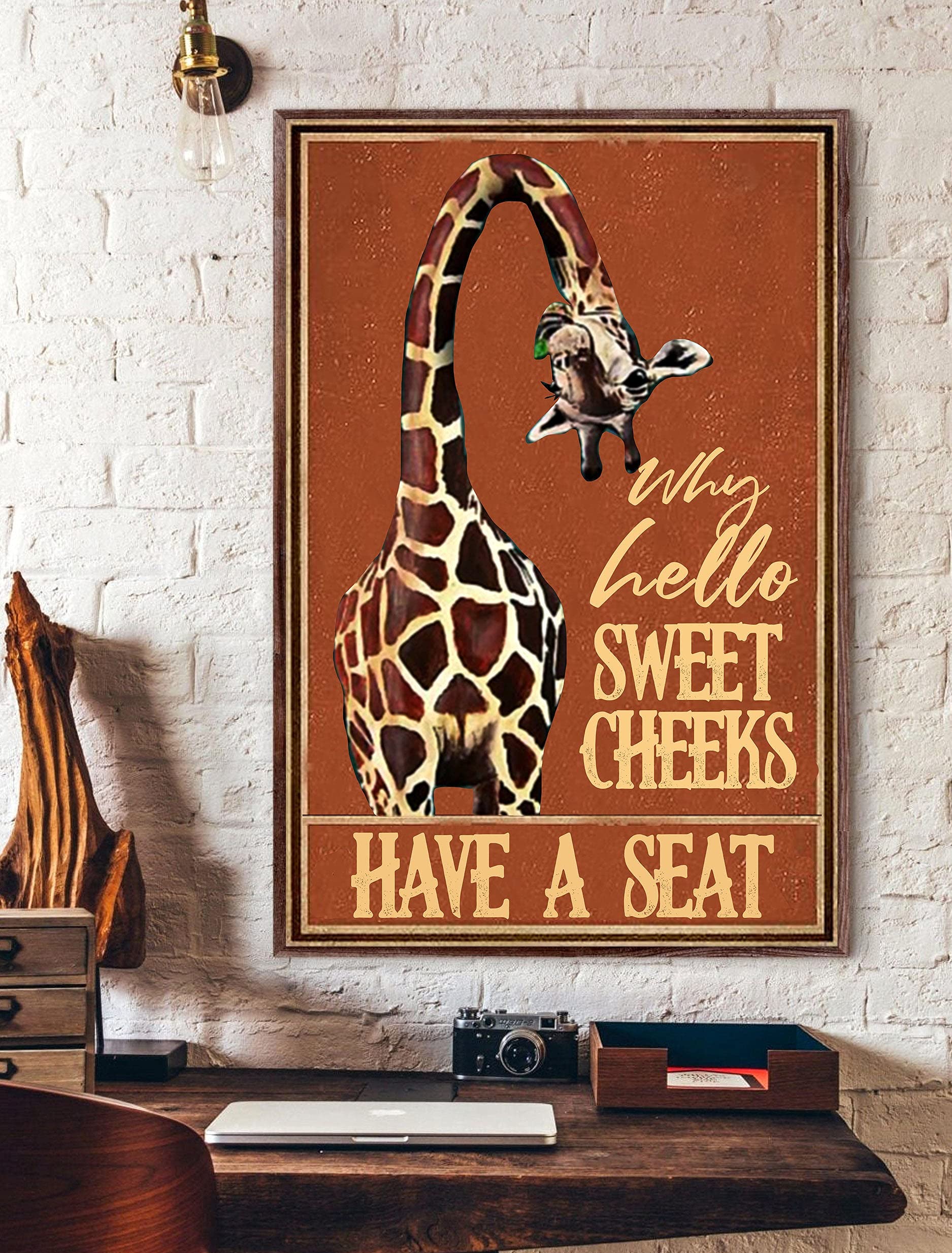 Biopracess Metalpostera16795 Vintage Giraffe Why Hello Sweet Cheeks Have A Seat Funny Giraffe Giraffe Why Hello Sweet Cheeks Have A Seat Poster For Home Cafe Bar Garage Metal Sign 8X12 Inches