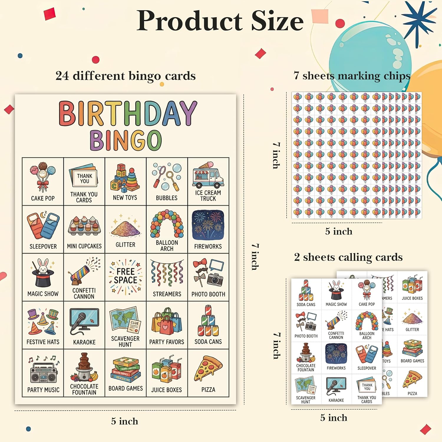 Birthday Bingo Activity Set, Bingo Game for Party Events, Fun Birthday Party Games for Family Celebrations - A02