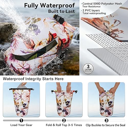 Vista 3 de MARCHWAY - Bolso seco flotante e impermeable 1.322.645.287.9310.57 galones, parte superior enrollable, mantiene secos equipos de kayak rafting