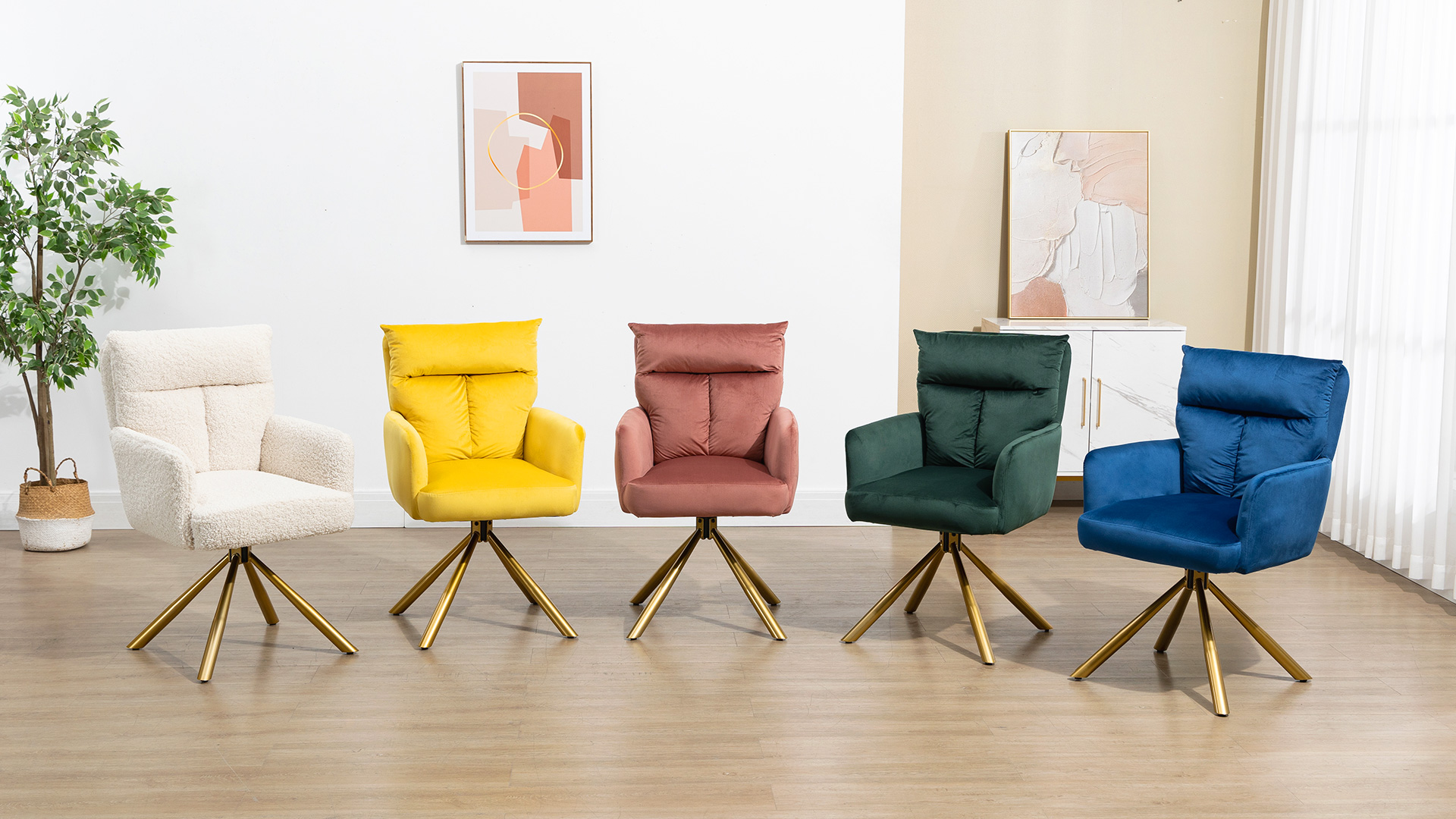 Sillón Giratorio Moderno Terciopelo Rosa miniatura 7