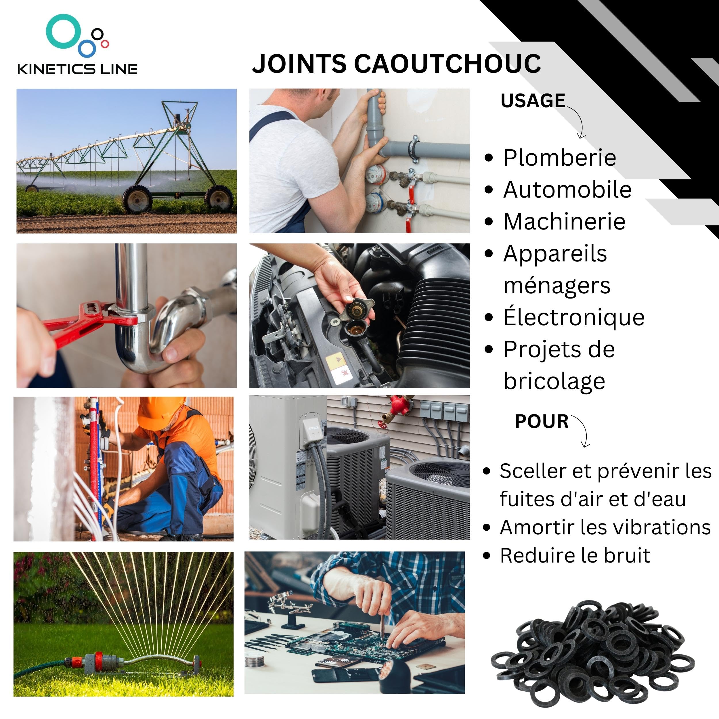 Joint Plat en Caoutchouc 1 1/4" - 33/42 mm (39 x 30 x 2 mm) – Lot de 25 – Étanchéité Fiable pour Installations d’Eau et de Chauffage - de -20 °C à +70 °C