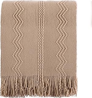 BATTILO HOME Tan Throw Blanket for Bed, Boho Decorative Couch, Taupe Hom...