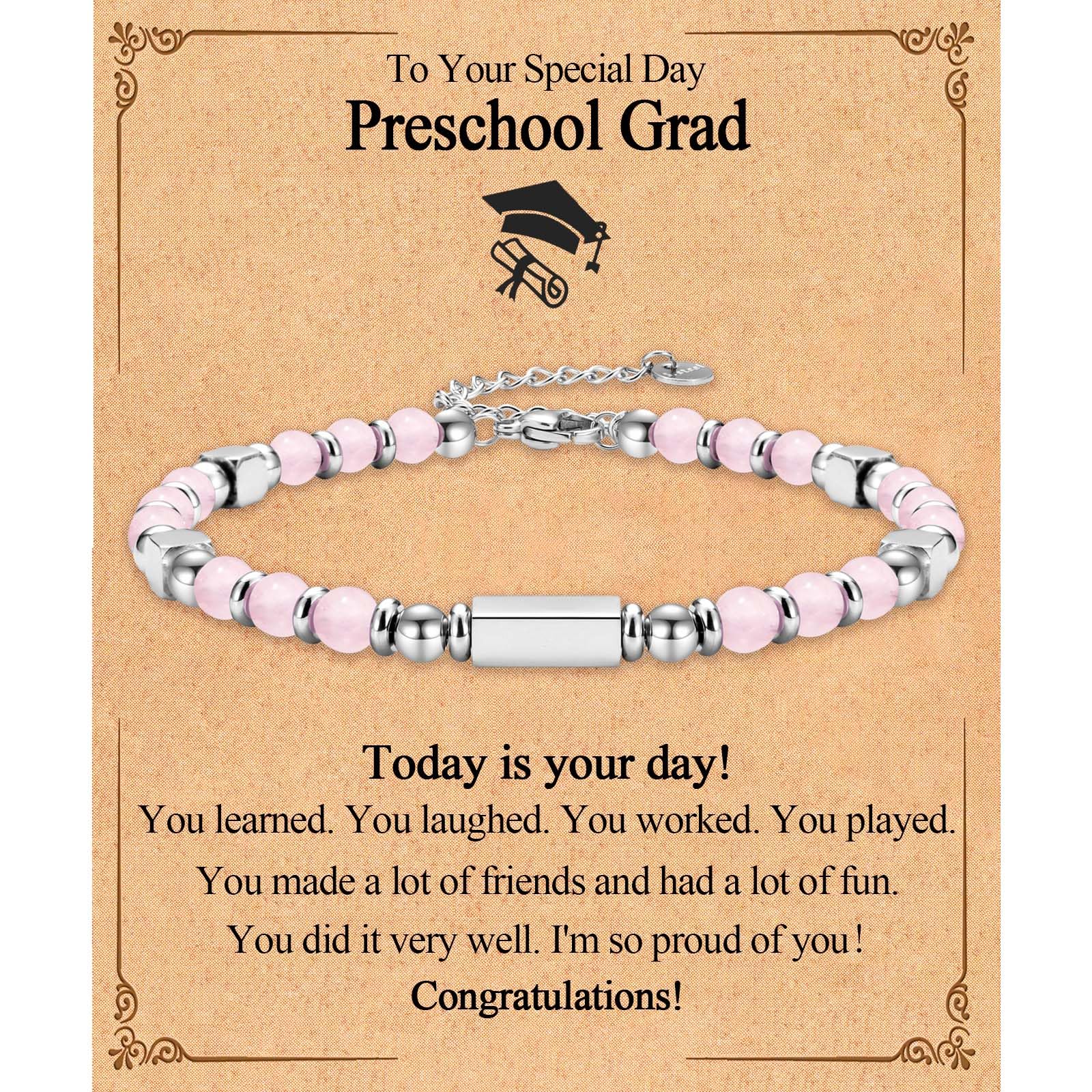 Gifts for Girls, Graduation Back to School First Day of School Gifts Bracelets for Daughter Granddaughter Niece Sister with Inspirational Card