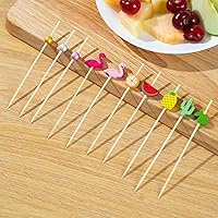 Vista 7 de PARTYHIPPO Paquete de 200 palillos de cóctel de bambú – Palillos de frutas tropicales de 4.7 pulgadas para aperitivos, frutas, queso, bebidas