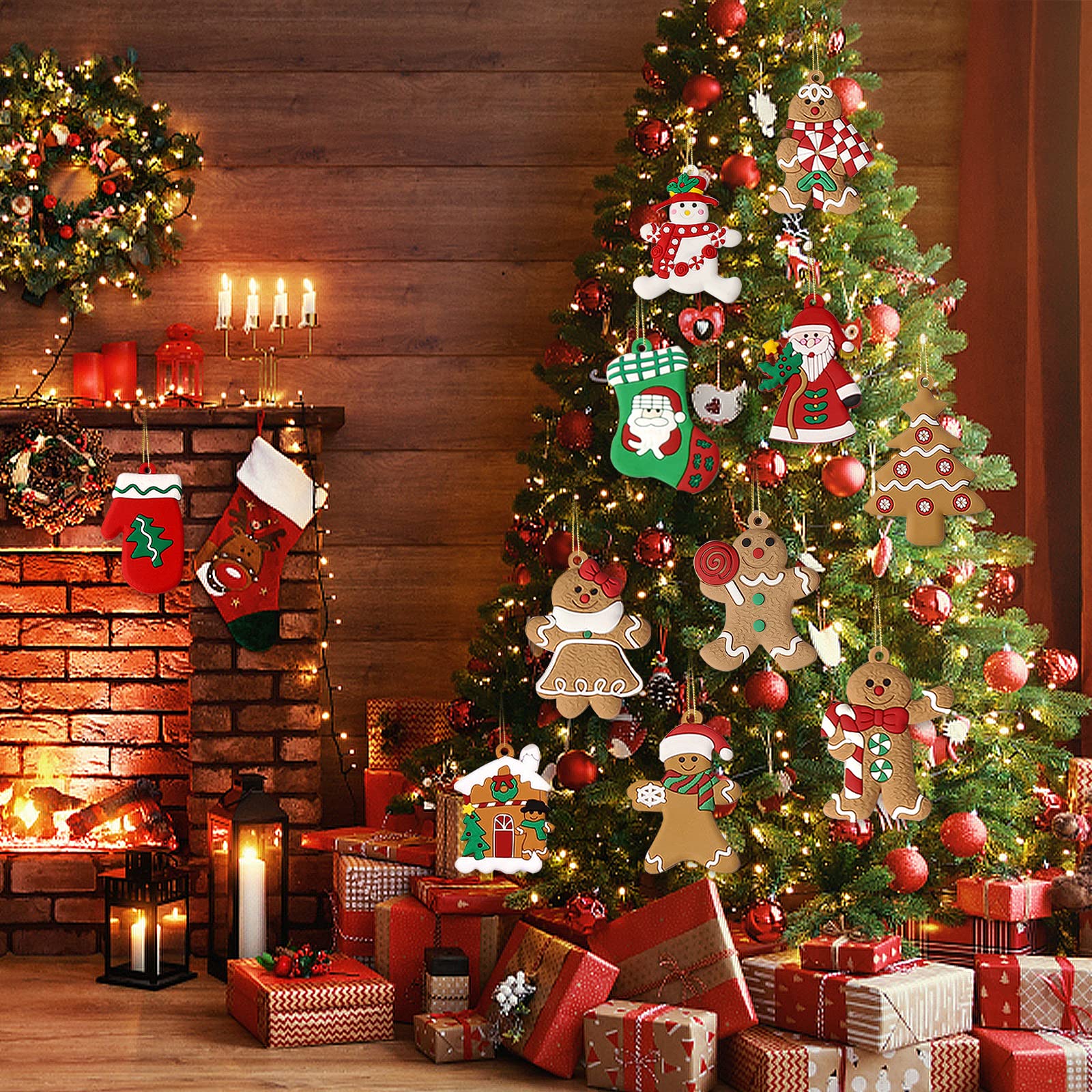 12 Decorazioni Natalizie Omino Pan Di Zenzero - Ornamenti Per Albero Di Natale