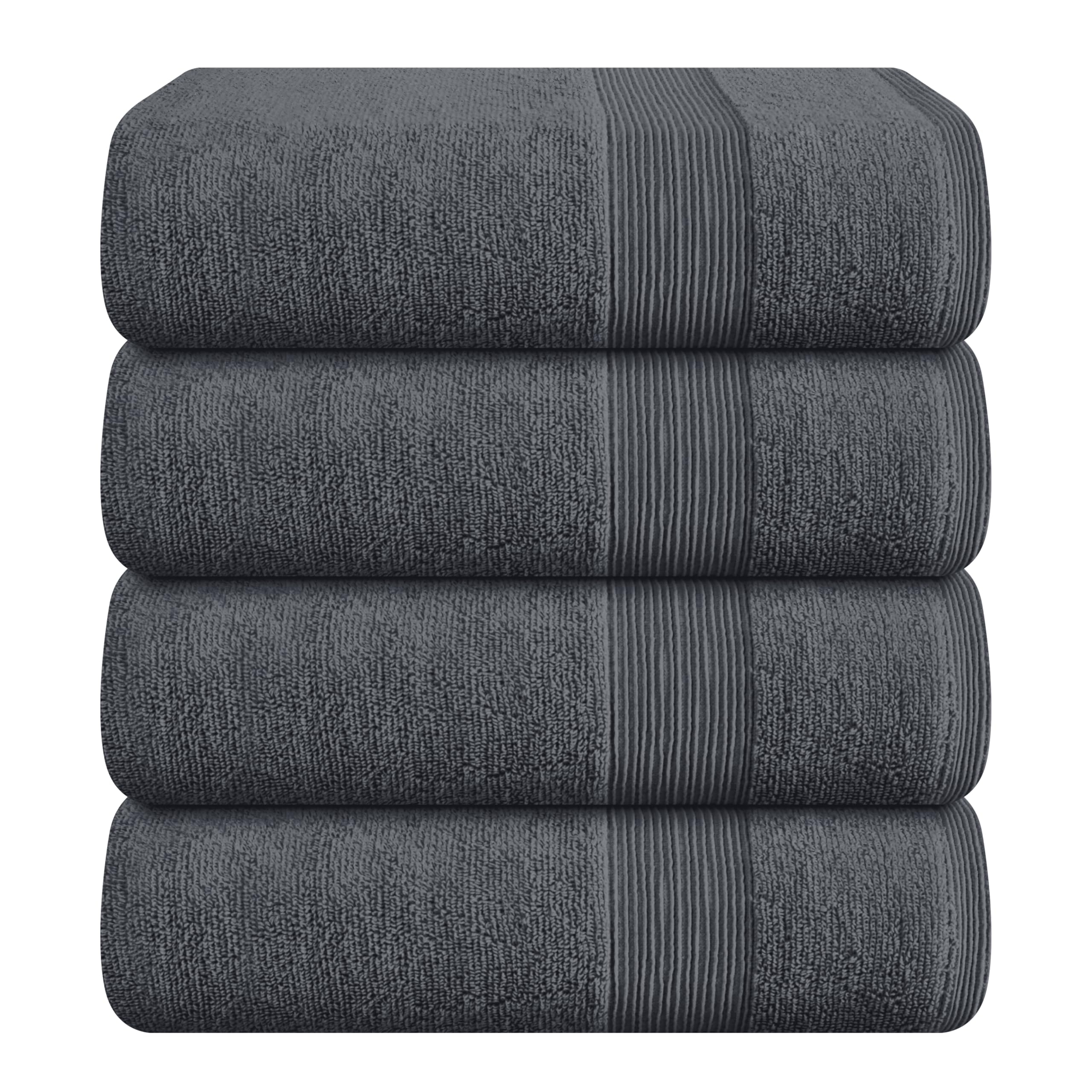 Belizzi Home 4 Pack Bath Towel Set 27x54, 100% Ring Spun Cotton, Ultra Soft Highly Absorbent Machine Washable Hotel Spa Quality Bath Towels for