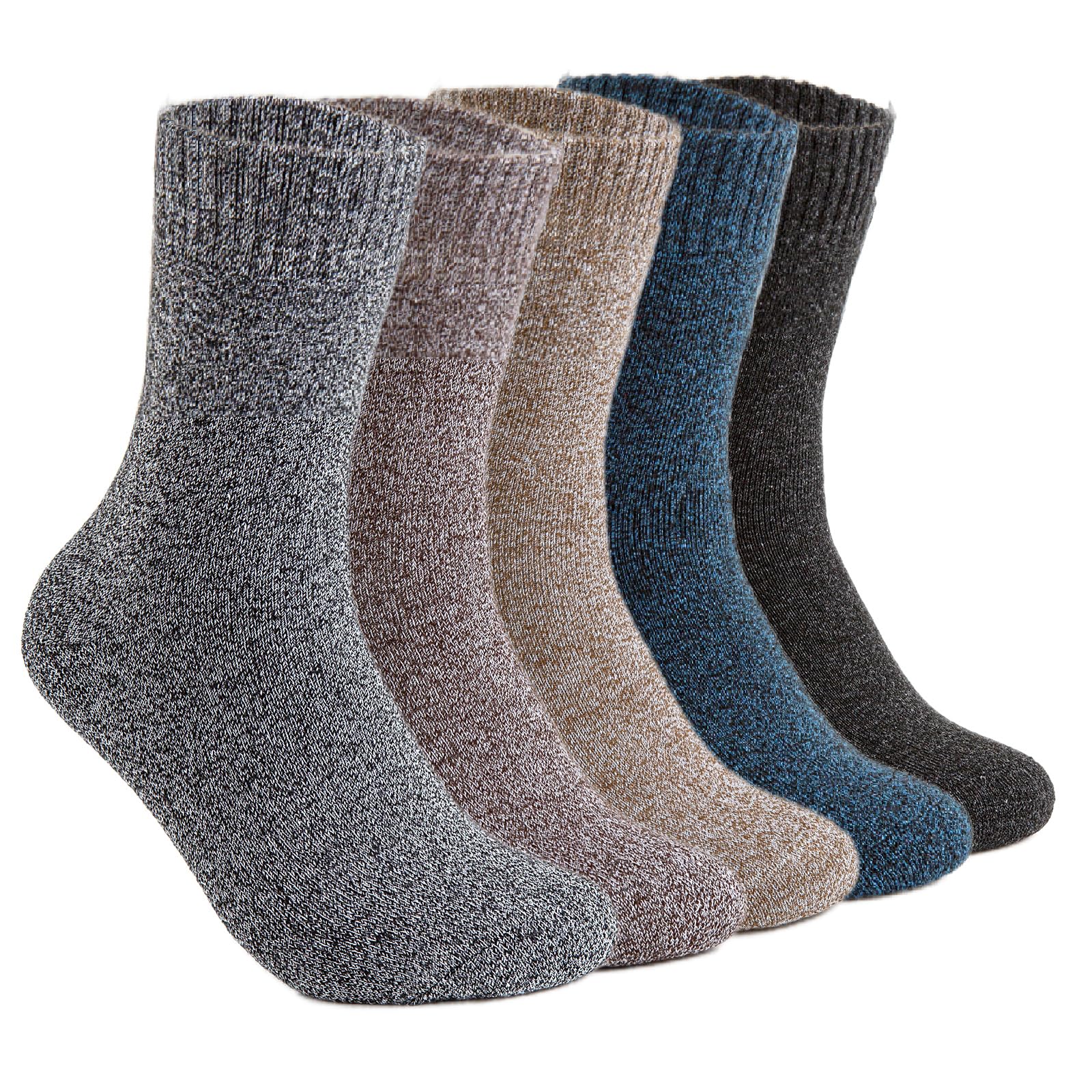 VoJoPi 5 Pairs Thermal Mens Socks, Cozy Cushioned Thick Socks for Hiking Walking Casual, UK 6-11