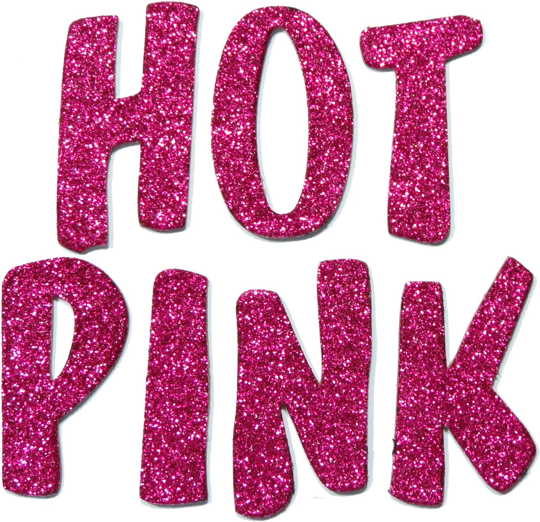 Hot Pink Metallic Glitter HandCut 1.5" Chipboard Letters Alphabet Set Lollipop Font Sickers Uppercase