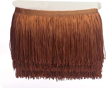 YYCRAFT 10 Yards 6 Inch Wide Tassel Curtain Fringe Trim by The Yard for DIY Sewing Crafts Clothing Curtains Decoration-Brown