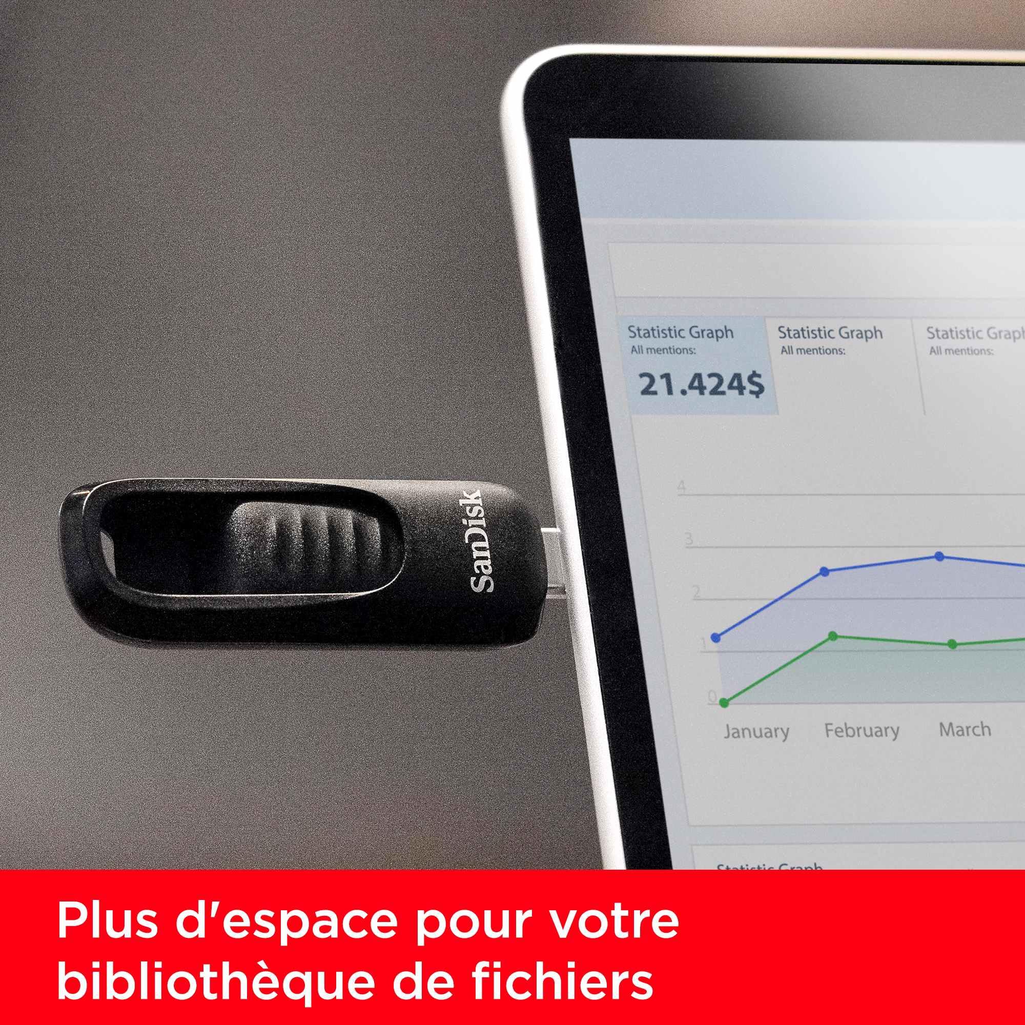 SanDisk Ultra Slider Clé USB 512 Go USB 3.2 Gen 1 Type-C Noir