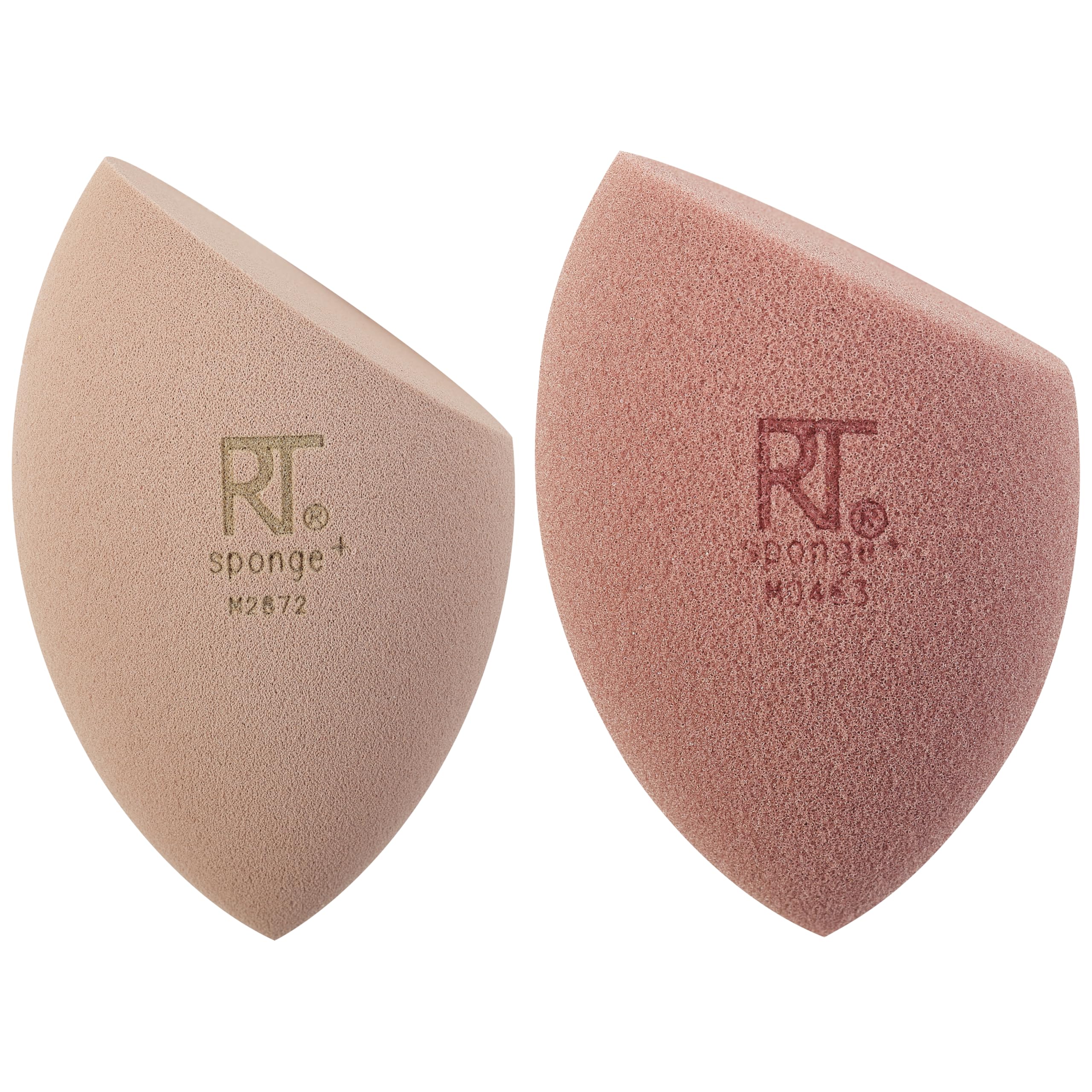 Real Techniques New Nudes Real Reveal Sponge Duo, gąbki do makijażu do podkładu, do zroszonego lub matowego makijażu, oferuje lekkie, średnie lub pełne pokrycie, pianka bez lateksu, 2-częściowy zestaw