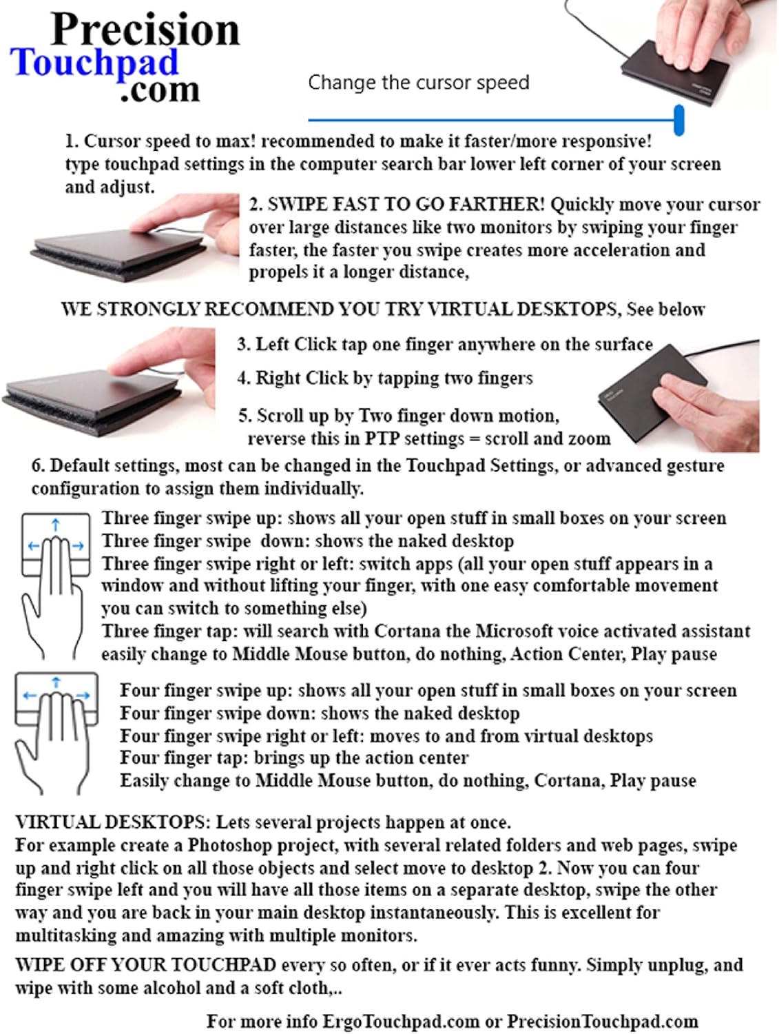 Precision Touchpad Wired USB Windows 10 ETP001PTP Most Accurate Pad for PC, 2,3,4 Finger Adjustable Programmable Gestures