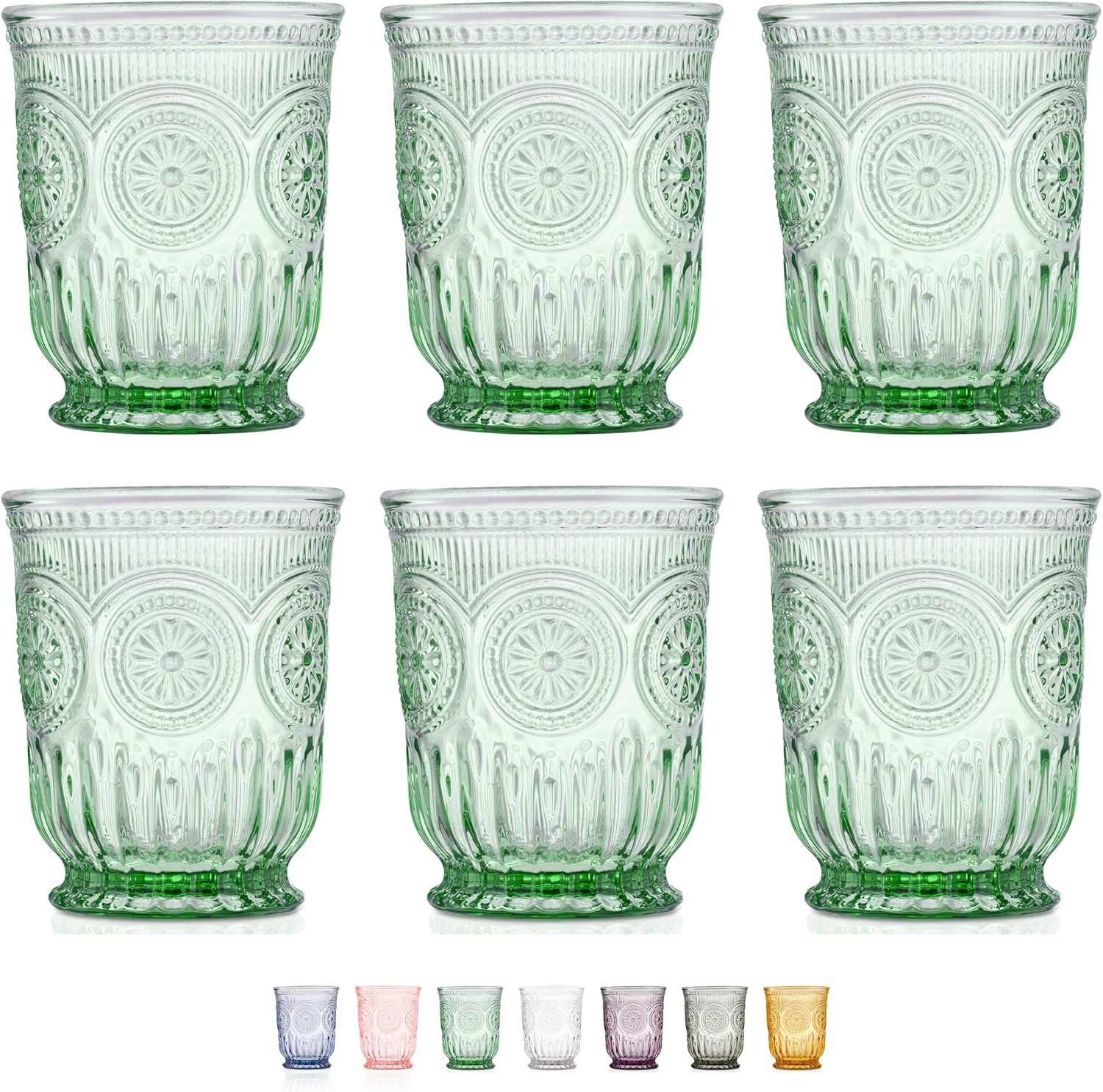 Yungala Green Glassware set of 6 green drinking glasses