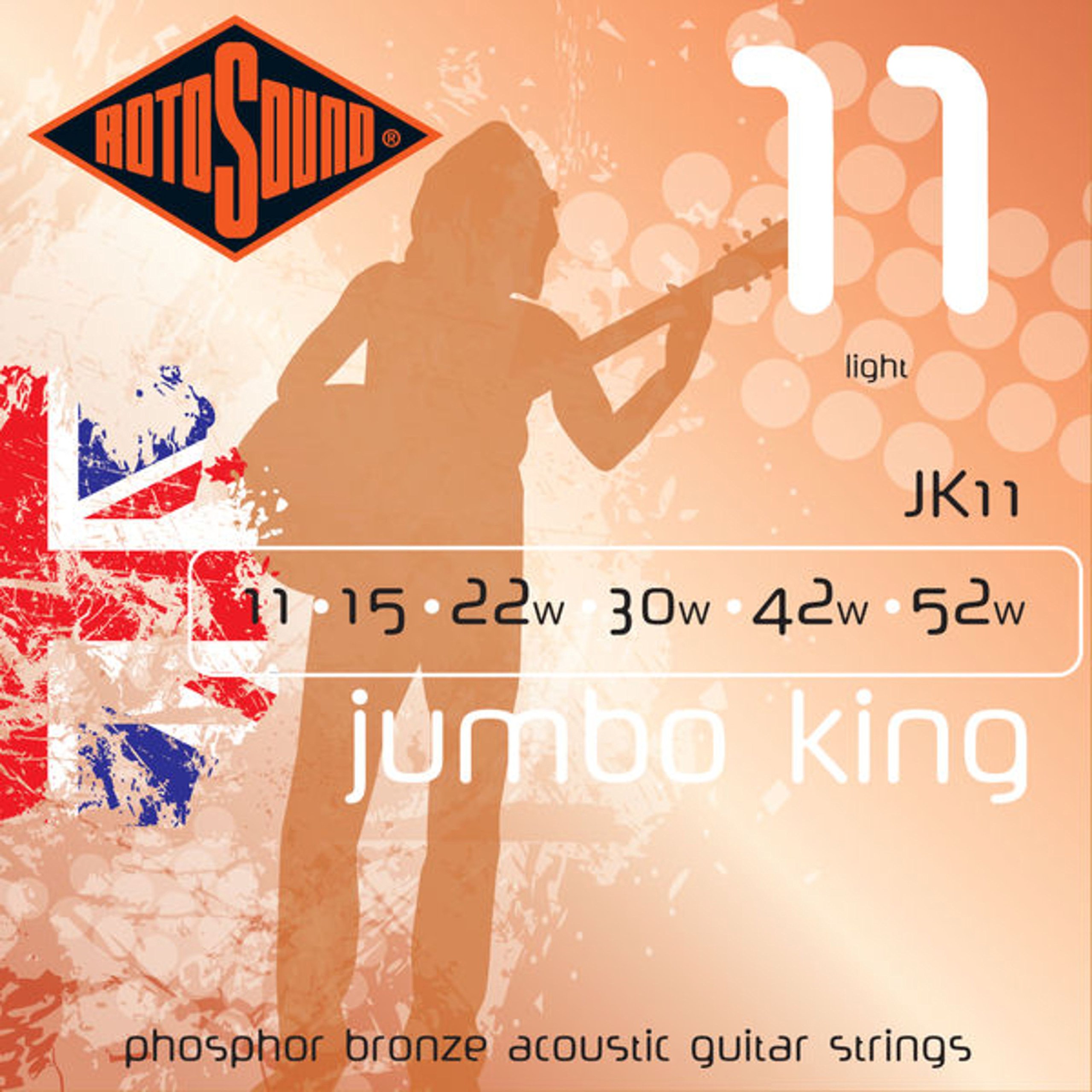 Rotosound JK11 Phosphor Bronze Light Gauge Acoustic Guitar Strings (11 15 22 30 42 52)