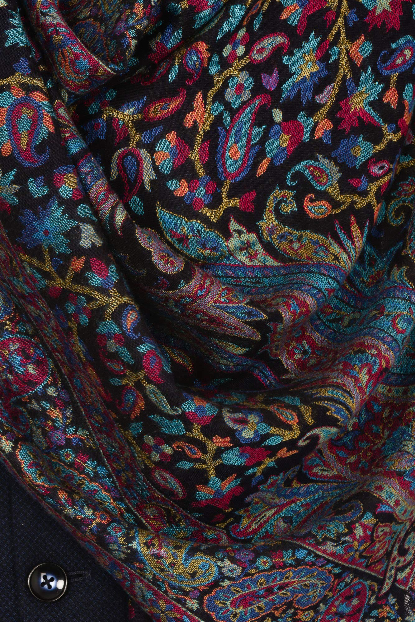 Pashtush Mens fine Soft Ethnic self Design Stole paisley design (Navy Blue) 4