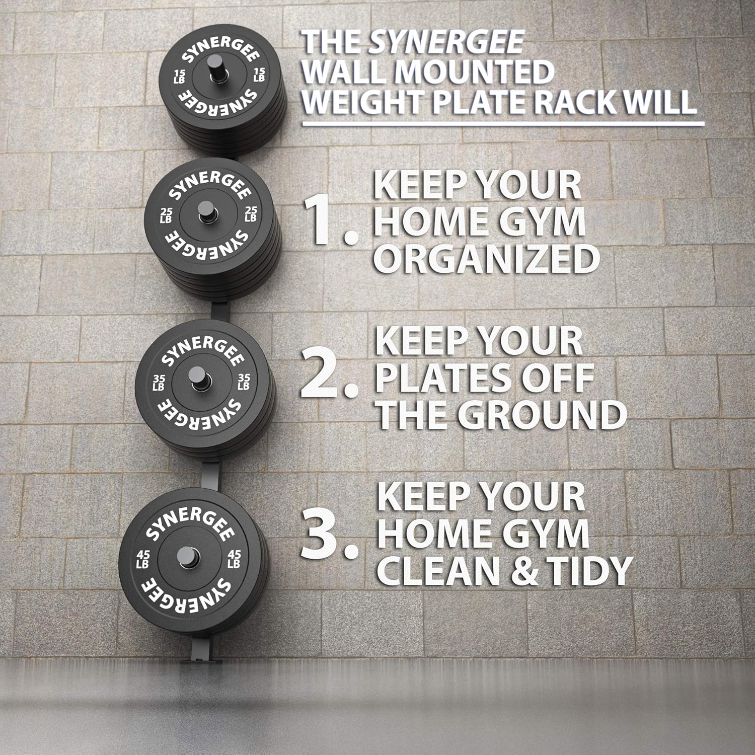 Synergee Weight Plate Storage Rack. Wall Mounted Weight Plate Holder. 4 Pegs with 1000 lb Weight Capacity Storage Rack : Sports & Outdoors