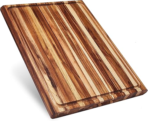 Sonder Los Angeles Highland Extra Large Cutting Board | Teak Edge Grain Cutting Board for Kitchen with Juice Groove | Perfect for Charcuterie | Gift