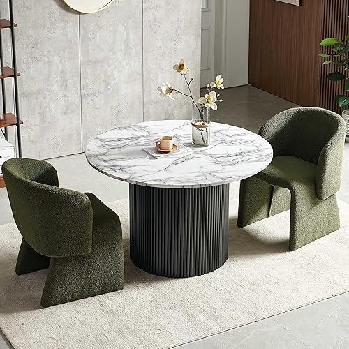 Miniatura 15 de NORDICANA Juego de mesa de comedor redonda de 5 piezas para 4, moderno juego de mesa y sillas de cocina de 47 pulgadas, juego de comedor con 4