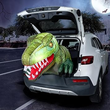 Joiedomi Animated Halloween Inflatable Outdoor Decorations, Trunk or Treat Car Decorations, Blow Ups Animated Dinosaur with LEDs for Halloween Yard Decoration