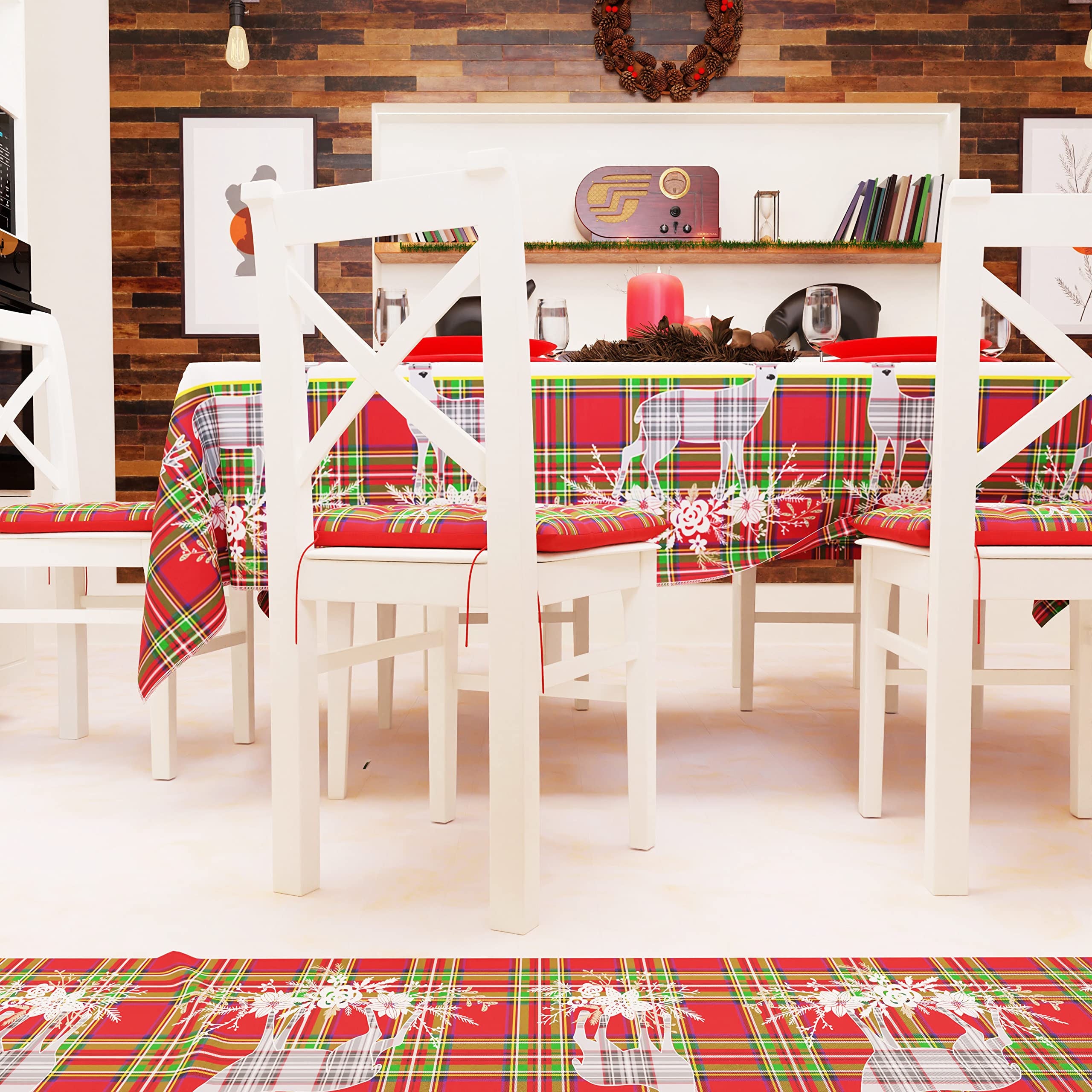 PETTI Artigiani Italiani - Tischdecke, Tischdecke, schmutzabweisend, Weihnachten, Tischdecke, Küche, Weihnachten, Muster: Rentiergrau, X12-Sitzer (140 x 240 cm), 100% Made in Italy