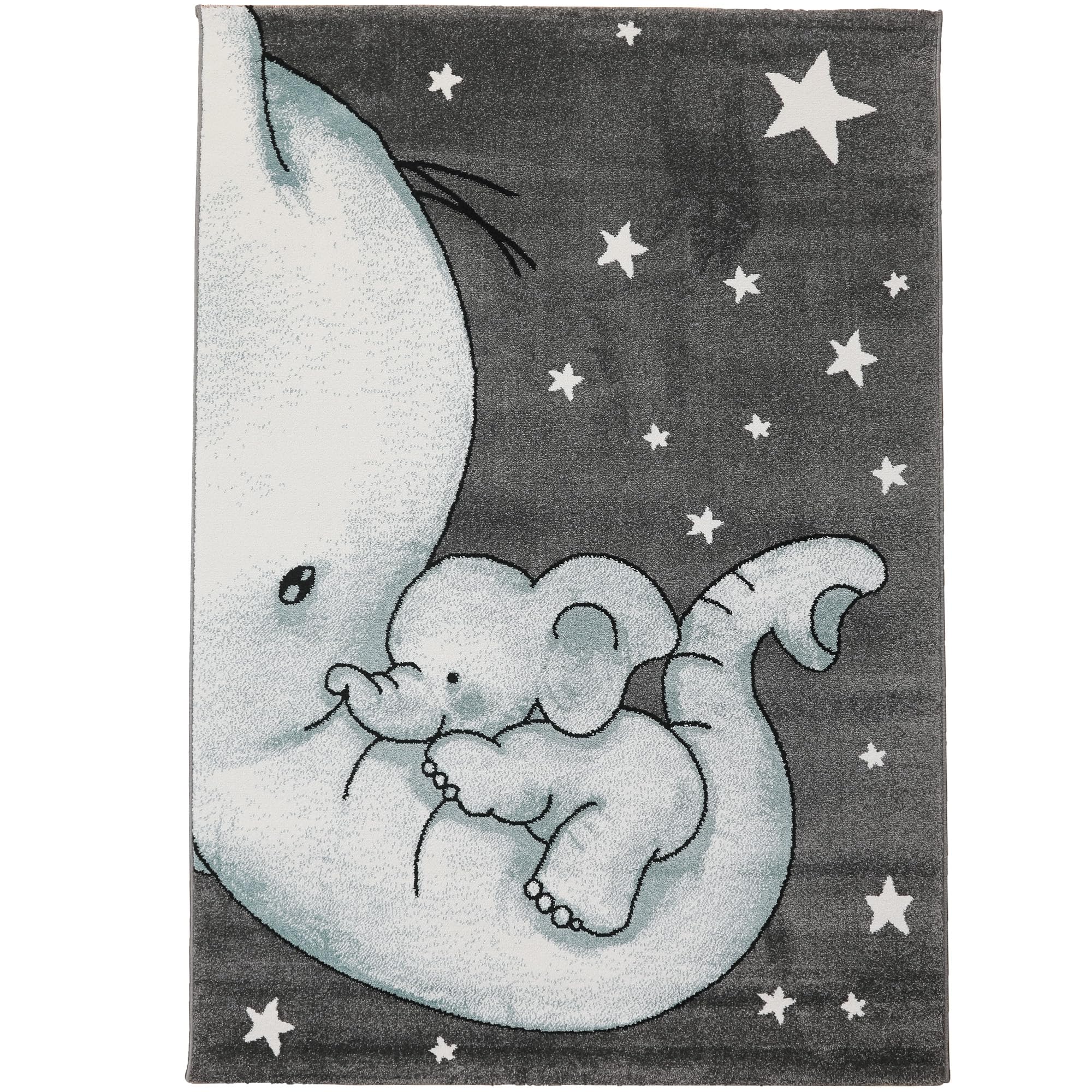 SIMPEX tappeto rotondo bambini elefante blu 120 cm motivo tenero tappeto morbido ipoallergenico ideale per neonati e bambini piccoli