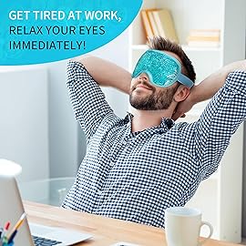 Cooling Eye Mask with Gel Bead, Reusable Cold Compress Ice Pack Sleeping Eye Cooling Pads for After Eyelid Surgery, Puffiness, Puffy Eyes, Headache, Migraine Relief(Blue)