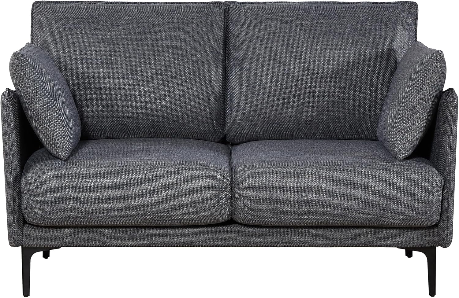 Loveseat Sofa, Simple Style Mid Century Modern Loveseat Couch with USB Charge Port, 2 Seat Small Couch with 2 Pillows, Metel Legs for Primary Living Space, Bed Room, Office (Grey)