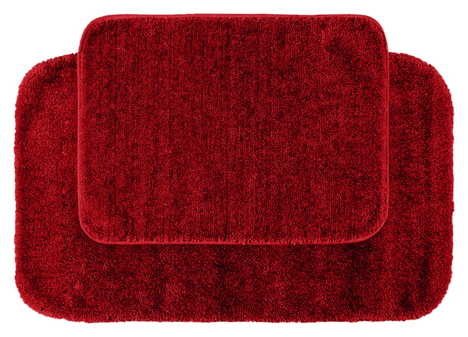 2-Piece Traditional Nylon Washable Bathroom Rug Set, Chili Pepper Red