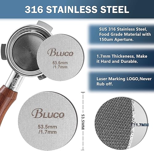 Miniatura 2 de Pantalla de disco de café espresso de 2.106 in reutilizable de 0.067 in de grosor, acero inoxidable de 150 m, placa de malla para filtro de café de