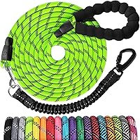 Vista 17 de Correa larga para perro de 10 pies: correas de cuerda resistentes para entrenamiento de perros con gancho giratorio bloqueable, hilos reflectantes