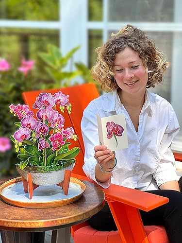 Miniatura 9 de Freshcut Paper Tarjetas desplegables, oasis de orquídeas, ramo de flores de tamaño real de 12 pulgadas, tarjeta de felicitación emergente 3D,