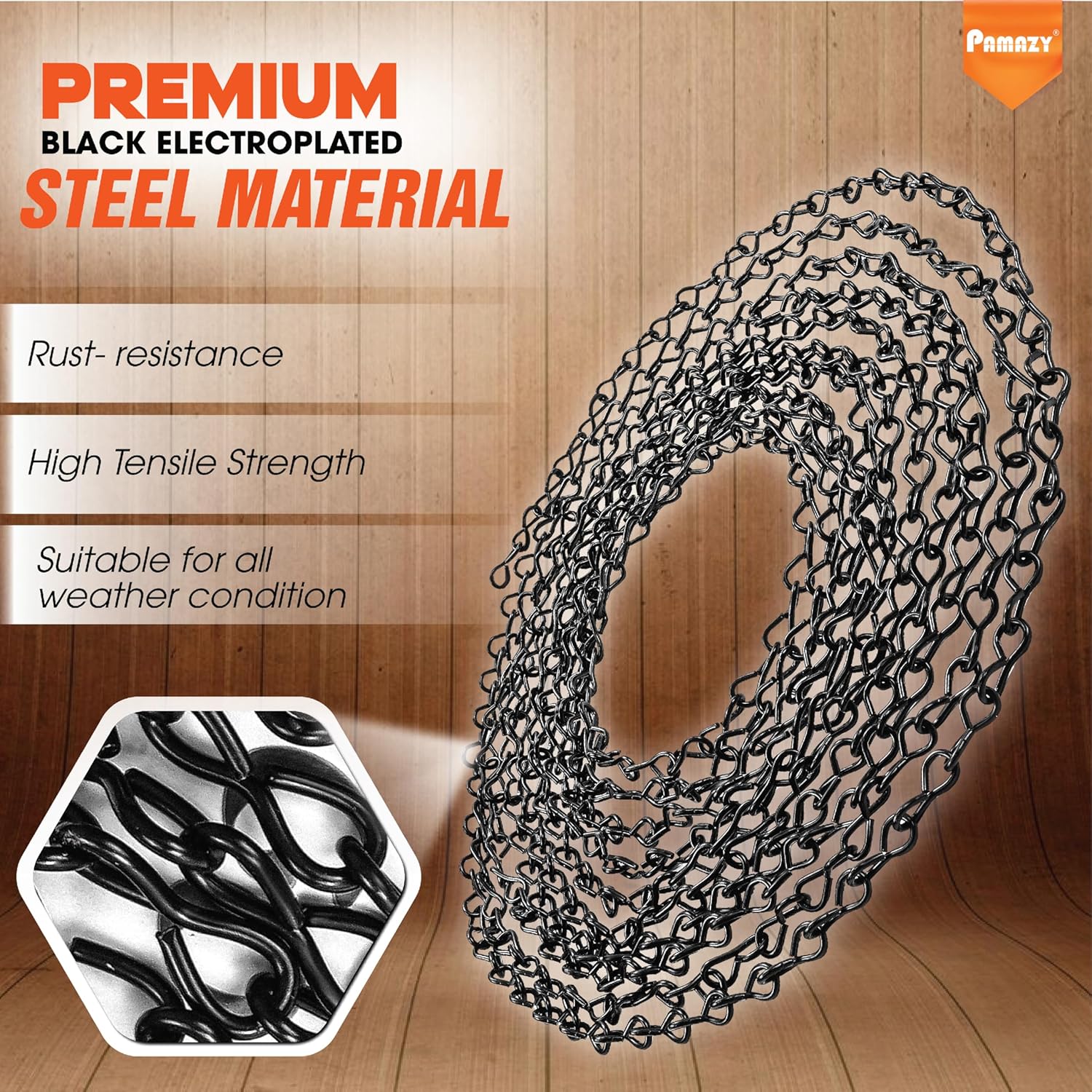 [Upgraded] 79” Black Electroplated Steel Hanging Chain with S-Hooks, Snap Hooks, Ceiling Hooks & Pliers, 33LBS Load Capacity, Adjustable Length for Hanging Bird Feeders, Planters, Lanterns, Billboards - Image 2