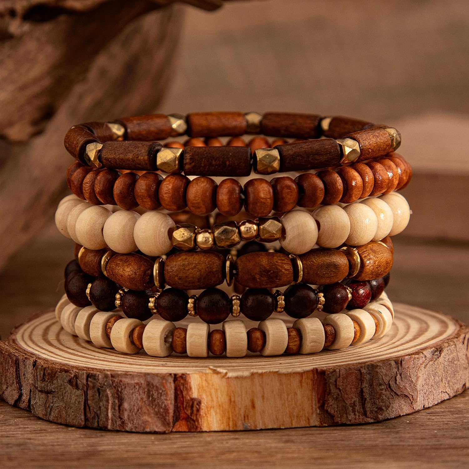 Long tiantian Boho Bracelets for Women Stackable Wooden Bracelet Western Beaded Bracelet Stack Boho Fashion Trendy Jewelry Gifts - Image 7