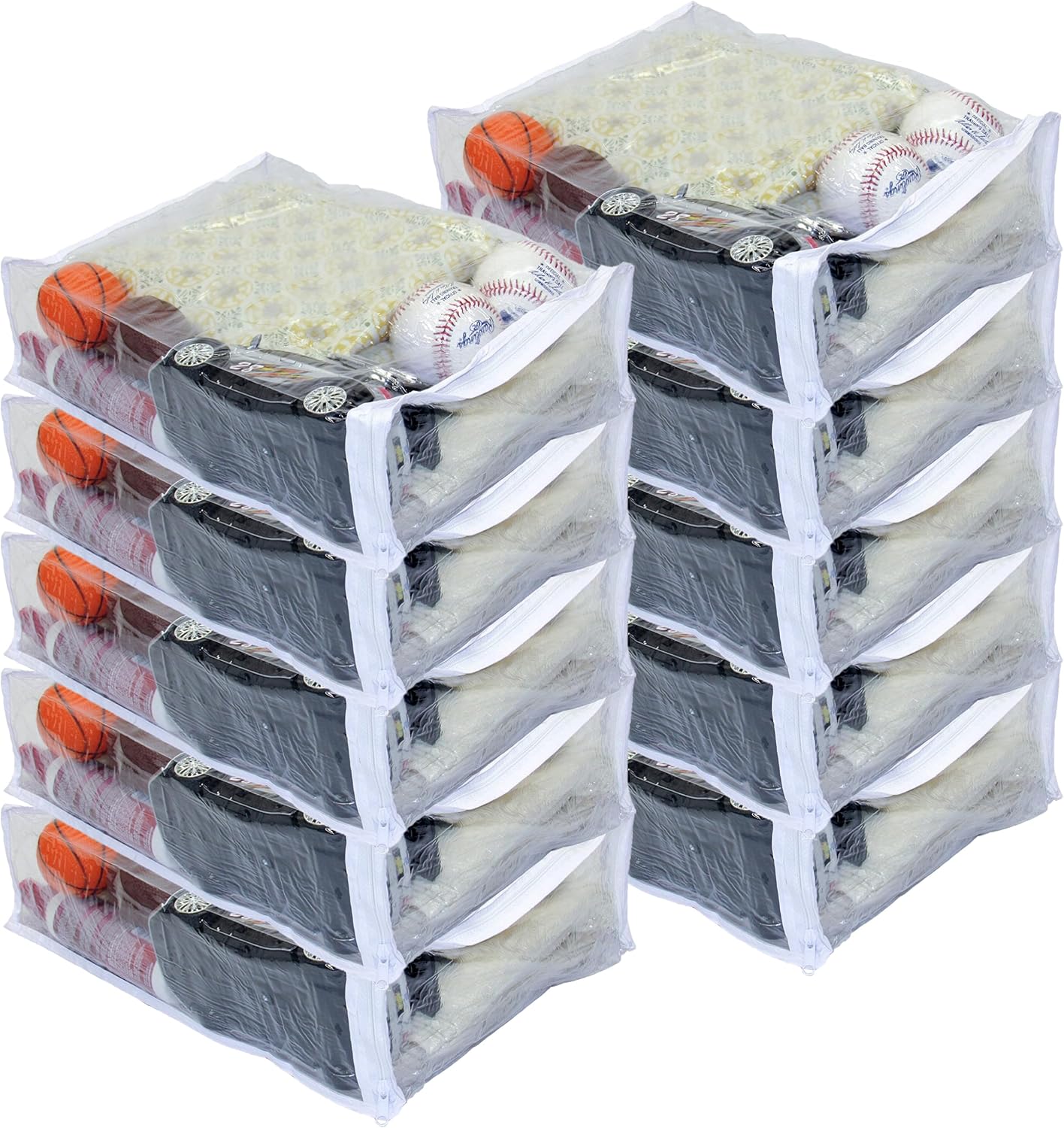 Set of 10 Clear Vinyl Zippered Sweater Clothing Storage Bags 11 x 15 x 4