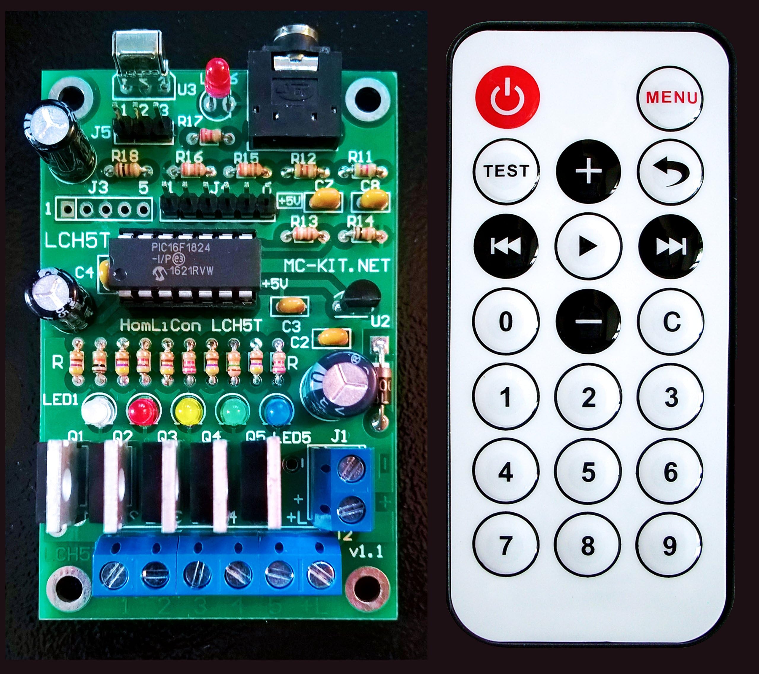 "Color Organ, Level Meter, Chaser, Sound Music Light Show, LED Controller PWM 5 Channel Remote Control DIY KIT"