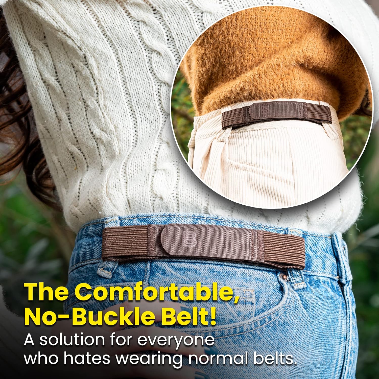 BeltBro For Women No Buckle Elastic Belt — Fits 1 Inch Belt Loops, Easy To Use - Image 4