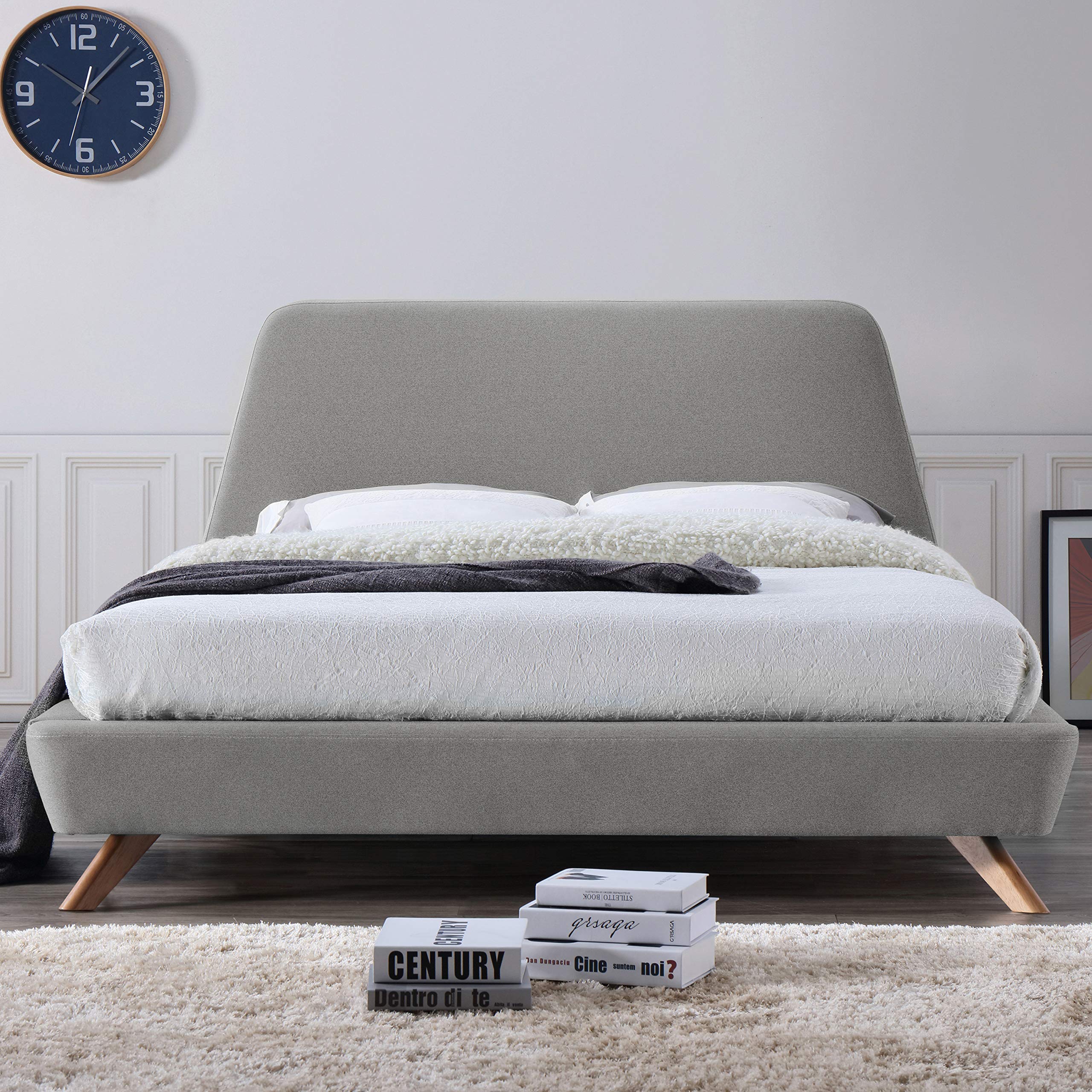 Amazon.com: Omax Decor Henry Upholstered Platform Bed, Queen, Gray : Home &  Kitchen