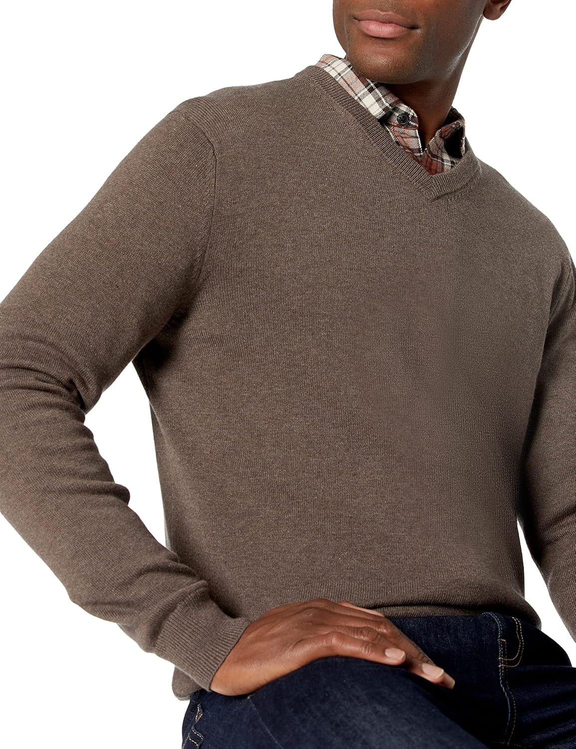 Amazon Essentials Men's V-Neck Sweater (Available in Big & Tall) X-Small Brown Heather