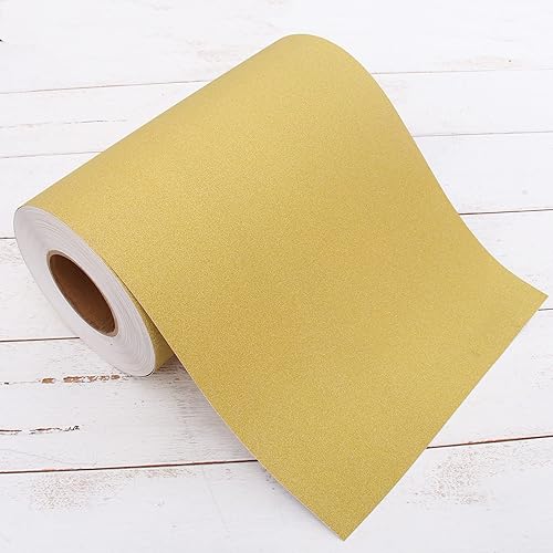 Threadart Papel autoadhesivo de vinilo dorado con purpurina de 12 pulgadas de ancho, 55 yardas, extraíble para calcomanías, paredes, muebles,