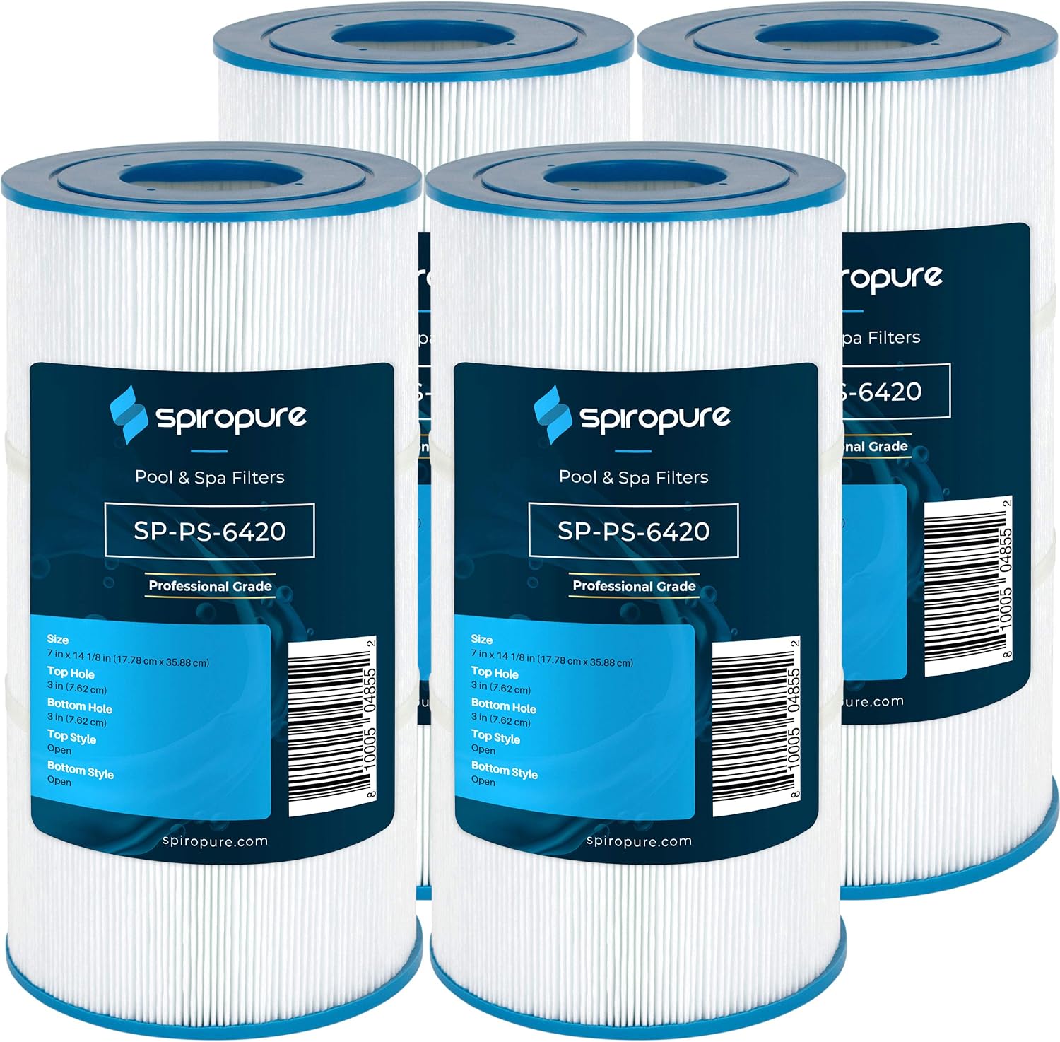 SpiroPure Replacement for Hayward CX480XRE CX470XRE Pleatco PA56SV Unicel C-7458 Filbur FC-1223 SwimClear C2025 Hot Tub Spa Pool Filter Replacement Cartridge (Case of 4)