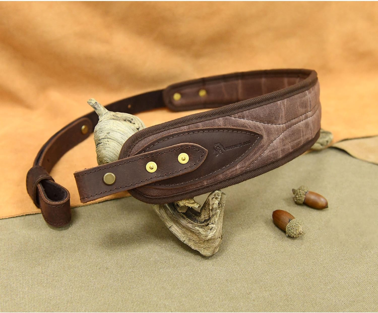 WAYNE'S DOG Canvas Leather Rifle Sling with Swivels, Coffee & Black Hunting Shooting Gun Strap
