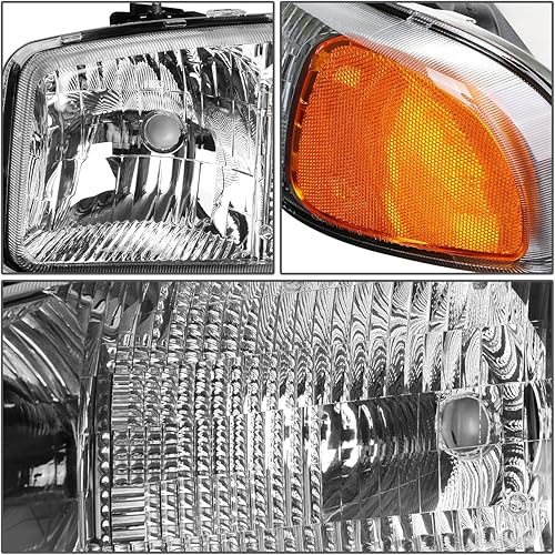 Miniatura 2 de DNA MOTORING HL-OEM-SIE99-4P-CH-AM - Faros delanteros cromados ámbar, compatibles con Sierra Yukon 99-07