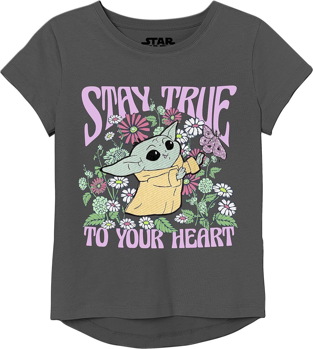 Star Wars The Mandalorian Grogu The Child Vibing Camiseta Hi Lo de Manga Corta para niña