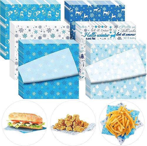 HOBBY HORSE 600 hojas de papel de cera de copo de nieve de invierno, 6 estilos de copos de nieve de Navidad, hojas de papel encerado seco para