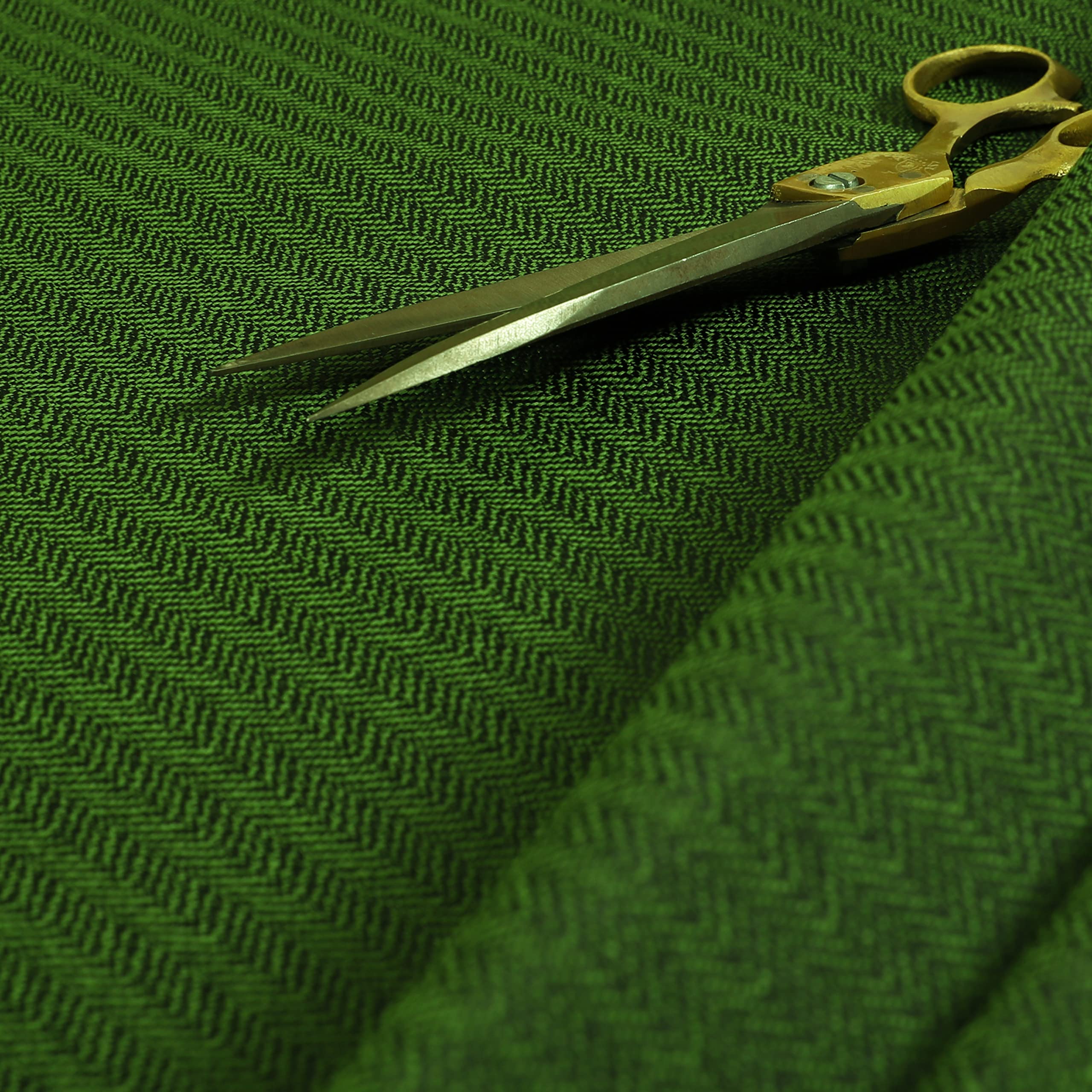 Redbrick Mill Fabrics Flame Retardant Herringbone Pattern Semi Plain Medium Weight Upholstery Fabric in Dark Green (1 Metre) โ image 1
