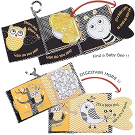 Touch and Feel Cloth Crinkle Books for Babies Infant, Baby Books Toys 0-3-6-12 Months, Christmas Shower Baby Gifts, High Contrast Toys,Teething Teethers, Tummy Time Mirror Toys for Boys and Girls-Owl