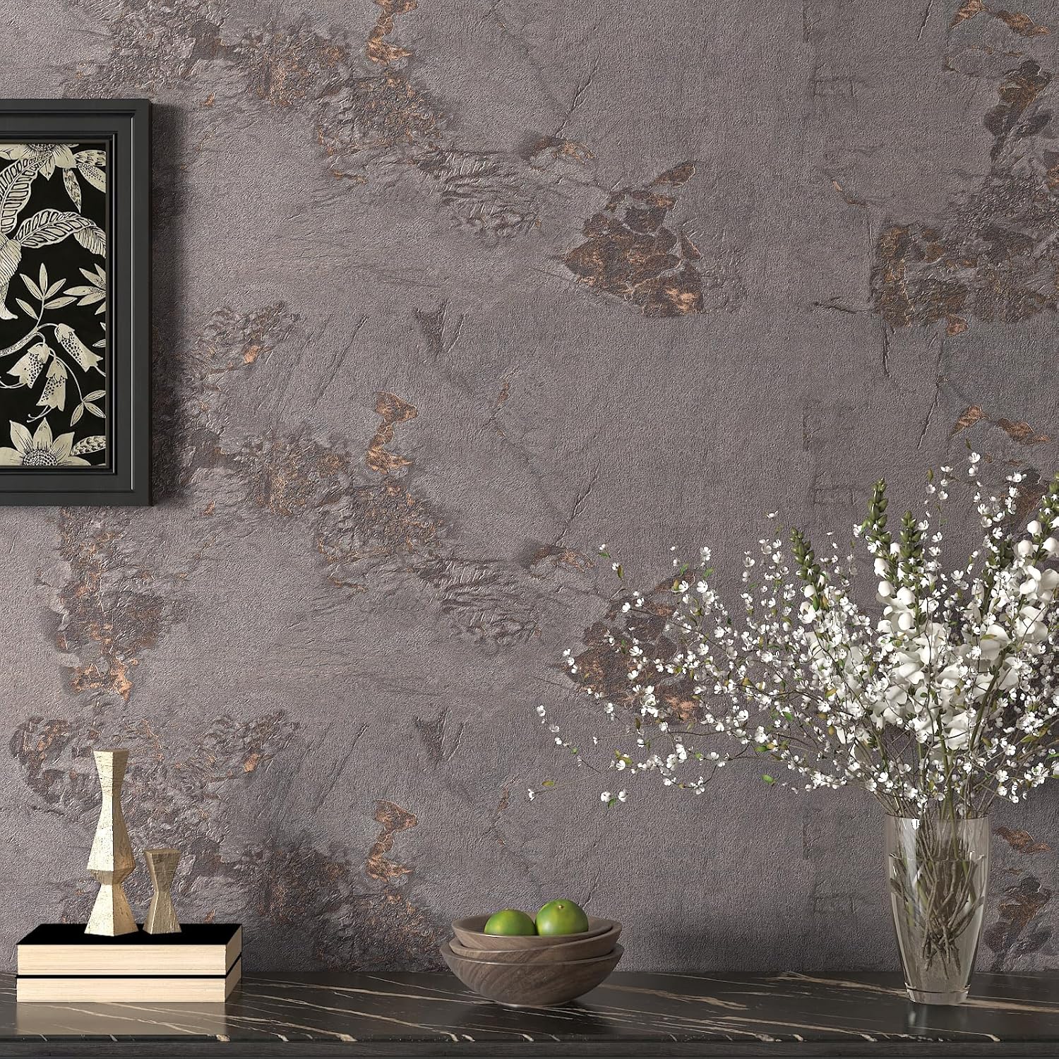 CHIHUT Brown Gold Marble Contact Paper for Kitchen Bathroom Countertop Vinyl Wrap for Cabinets Removable Self Adhesive Waterproof Contact Paper 12"x472" Marble Wallpaper for Living Room Walls