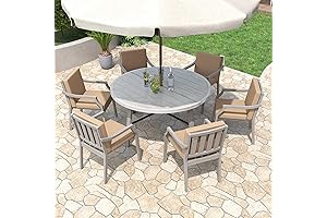 Stylish 60 Round Outdoor Dining Table: Acacia Wood Set for 6