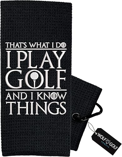 Miniatura 6 de Wolf That's What I Do - Toalla de golf bordada divertida - Accesorio de golf para hombre y regalo